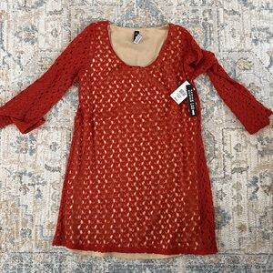 Rust Lace Overlay Dress Design Lab